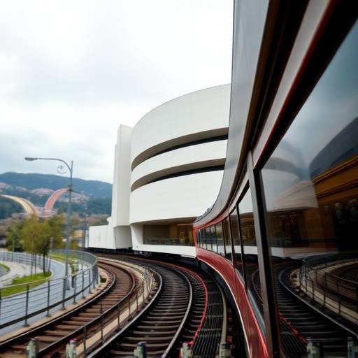 Vista del Museo Guggenheim desde el tren Arte y Arquitectura Vasca